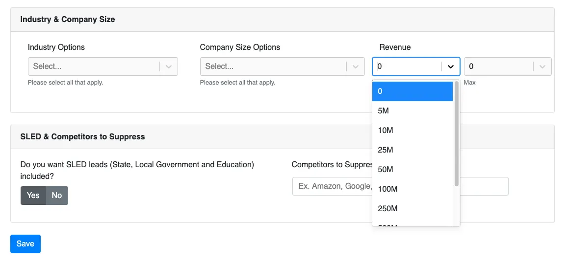 Select min revenue