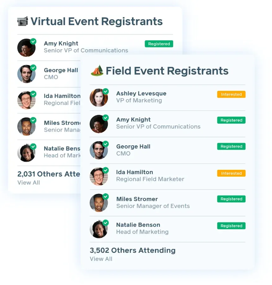 Virtual event registration and field event registration forms from Reach by Banzai