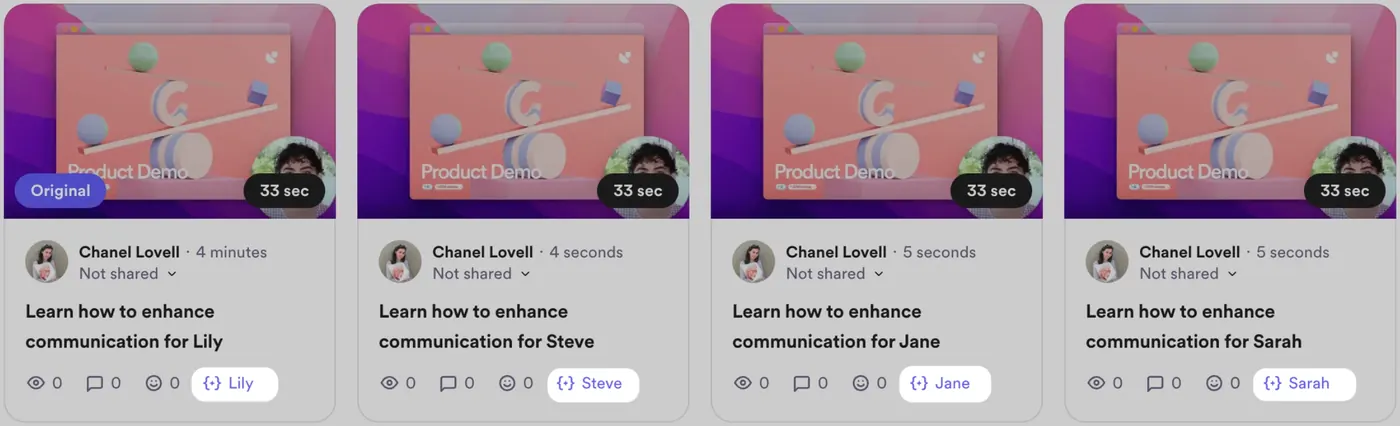 Loom videos personalized with Variables feature