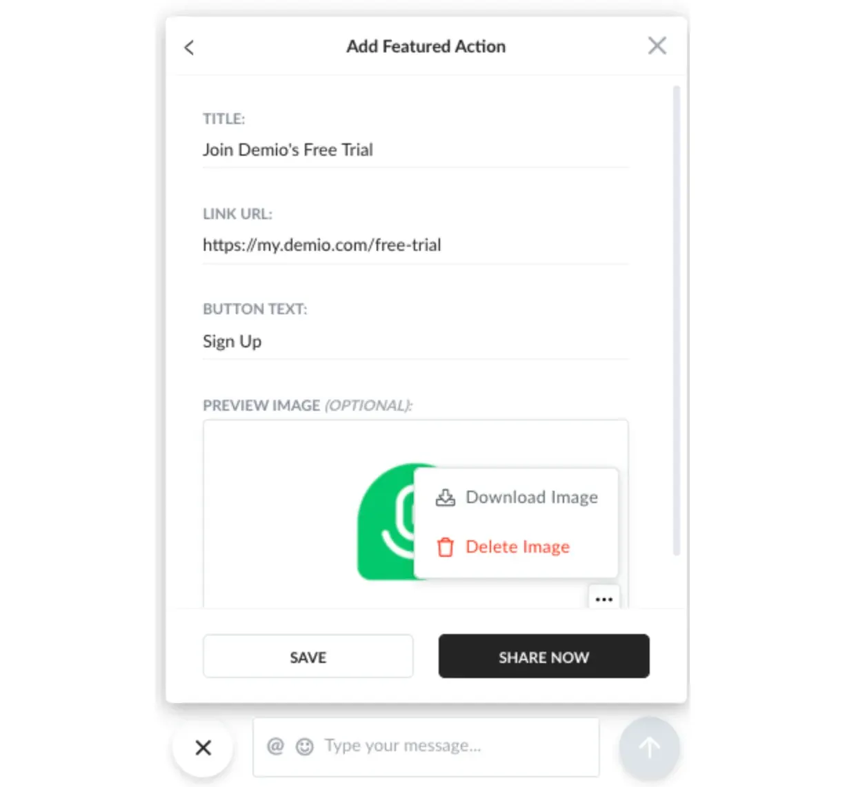 Demio platform showing custom CTA creation